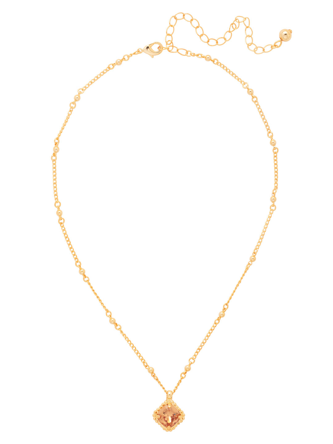 Izzy Decorated Pendant Necklace - NFY2BGLC - <p>The Izzy Decorated Stud Earrings feature a single imperial fancy square-cut crystal with a metal beaded halo dangling from an adjustable chain, secured with a lobster claw clasp. (16-20 inches) From Sorrelli's Light Colorado collection in our Bright Gold-tone finish.</p>
