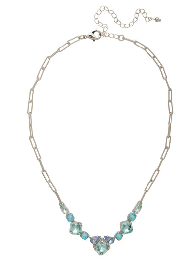 Izzy Tennis Necklace - NFY40PDOC - <p>The Izzy Tennis Bracelet features imperial fancy square, round, and pear cut crystals on an adjustable paperclip chain, secured with a lobster claw clasp. (16-20 inches) From Sorrelli's Ocean collection in our Palladium finish.</p>
