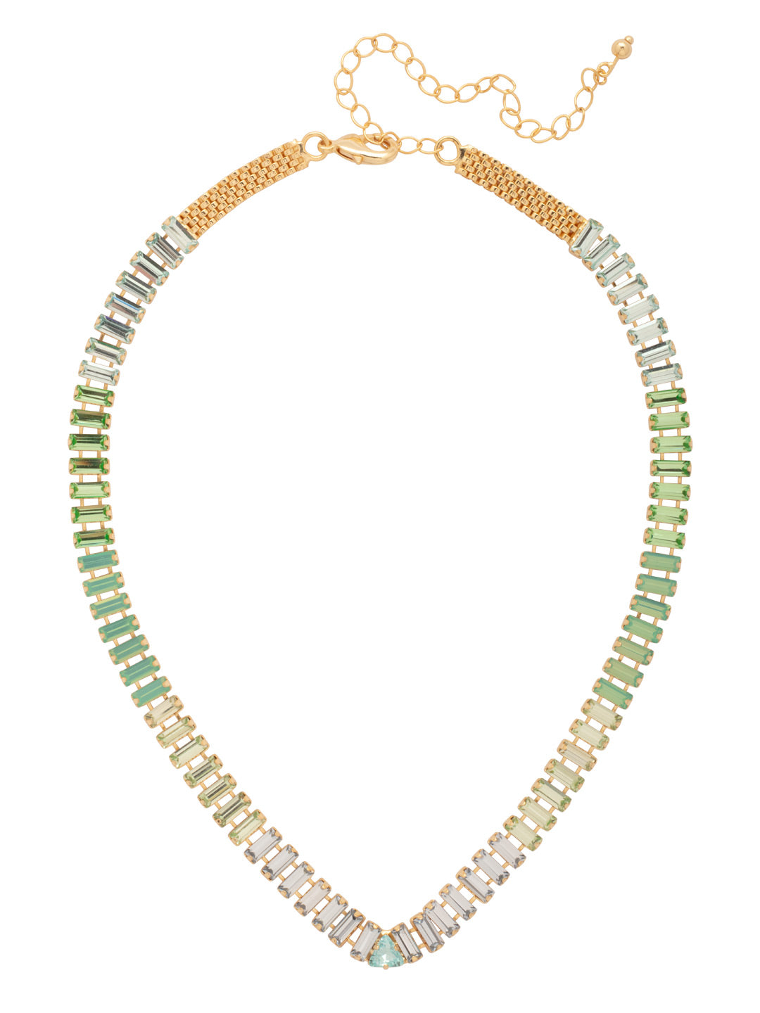 Bianca Tennis Necklace - NFY5BGOC - <p>The Bianca Tennis Necklace features a line of baby baguette-cut crystals with an adjustable chain, and secured with a lobster claw clasp. (16-20 inches) From Sorrelli's Ocean collection in our Bright Gold-tone finish.</p>