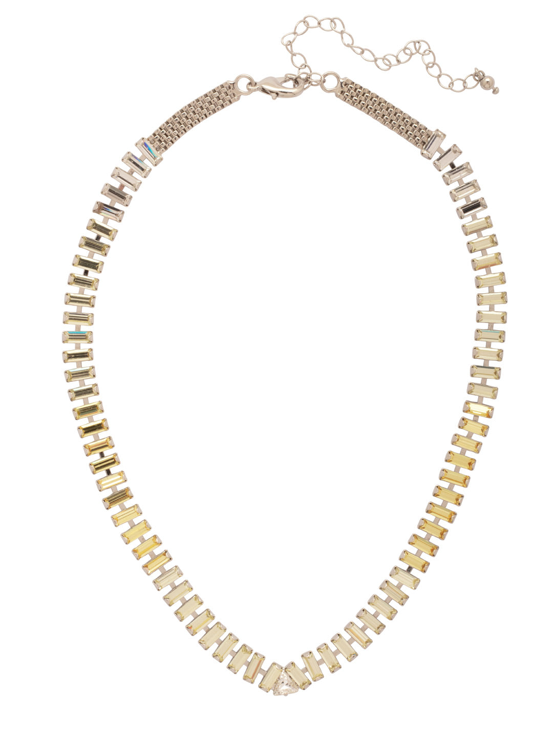 Bianca Tennis Necklace - NFY5PDLZ - <p>The Bianca Tennis Necklace features a line of baby baguette-cut crystals with an adjustable chain, and secured with a lobster claw clasp. (16-20 inches) From Sorrelli's Lemon Zest collection in our Palladium finish.</p>