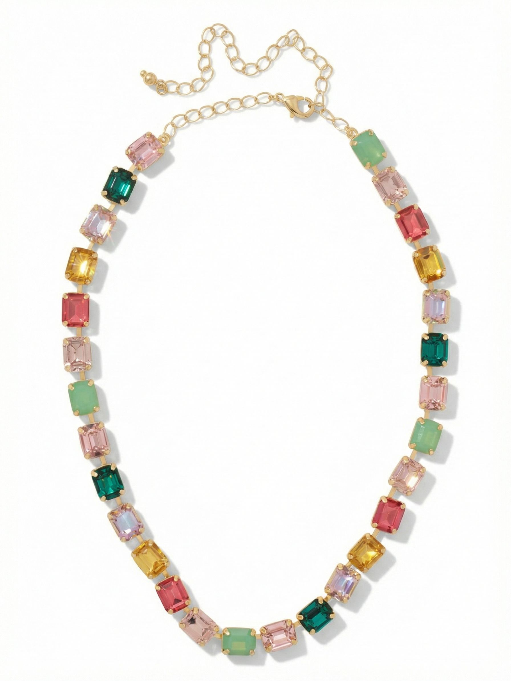 Octavia Repeating Tennis Necklace - NFY7BGCPO - <p>The Octavia Repeating Tennis Necklace features a full line of mini emerald-cut crystals with a 4 inch adjustable extension chain, secured with a lobster claw clasp. (16-20 inches) From Sorrelli's Candy Pop collection in our Bright Gold-tone finish.</p>