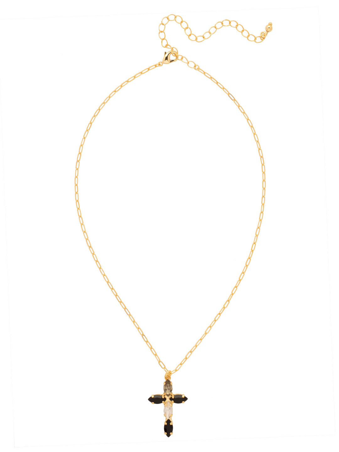 Clarissa Cross Pendant Necklace - NFY9BGEM - <p>The Clarissa Cross Pendant Necklace features a pendant of navette-cut crystals in the shape of a cross, with a 4 inch extension chain and secured with a lobster claw clasp. (16-20 inches) From Sorrelli's Evening Moon collection in our Bright Gold-tone finish.</p>