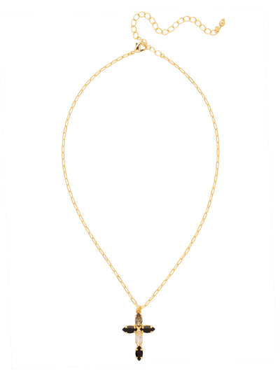 Clarissa Cross Pendant Necklace - NFY9BGEM - <p>The Clarissa Cross Pendant Necklace features a pendant of navette-cut crystals in the shape of a cross, with a 4 inch extension chain and secured with a lobster claw clasp. (16-20 inches) From Sorrelli's Evening Moon collection in our Bright Gold-tone finish.</p>