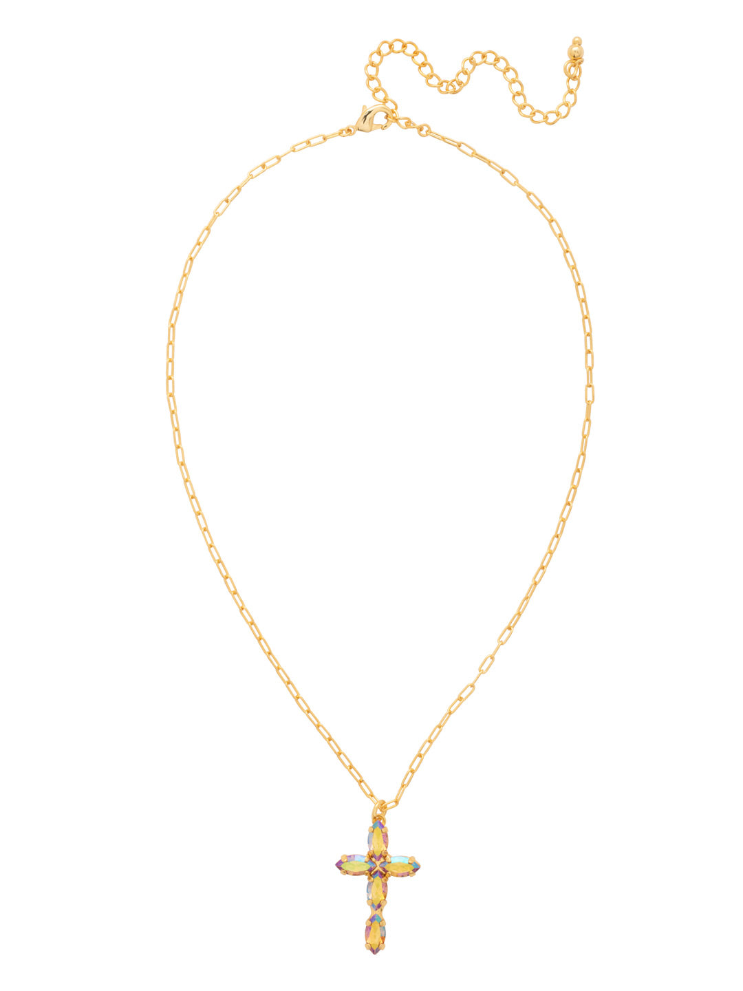 Clarissa Cross Pendant Necklace - NFY9BGLCA - <p>The Clarissa Cross Pendant Necklace features a pendant of navette-cut crystals in the shape of a cross, with a 4 inch extension chain and secured with a lobster claw clasp. (16-20 inches) From Sorrelli's Light Colorado Aurora Borealis collection in our Bright Gold-tone finish.</p>