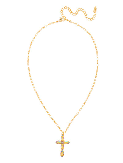 Clarissa Cross Pendant Necklace - NFY9BGLCA - <p>The Clarissa Cross Pendant Necklace features a pendant of navette-cut crystals in the shape of a cross, with a 4 inch extension chain and secured with a lobster claw clasp. (16-20 inches) From Sorrelli's Light Colorado Aurora Borealis collection in our Bright Gold-tone finish.</p>