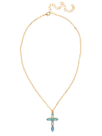 Clarissa Cross Pendant Necklace - NFY9BGOC - <p>The Clarissa Cross Pendant Necklace features a pendant of navette-cut crystals in the shape of a cross, with a 4 inch extension chain and secured with a lobster claw clasp. (16-20 inches) From Sorrelli's Ocean collection in our Bright Gold-tone finish.</p>