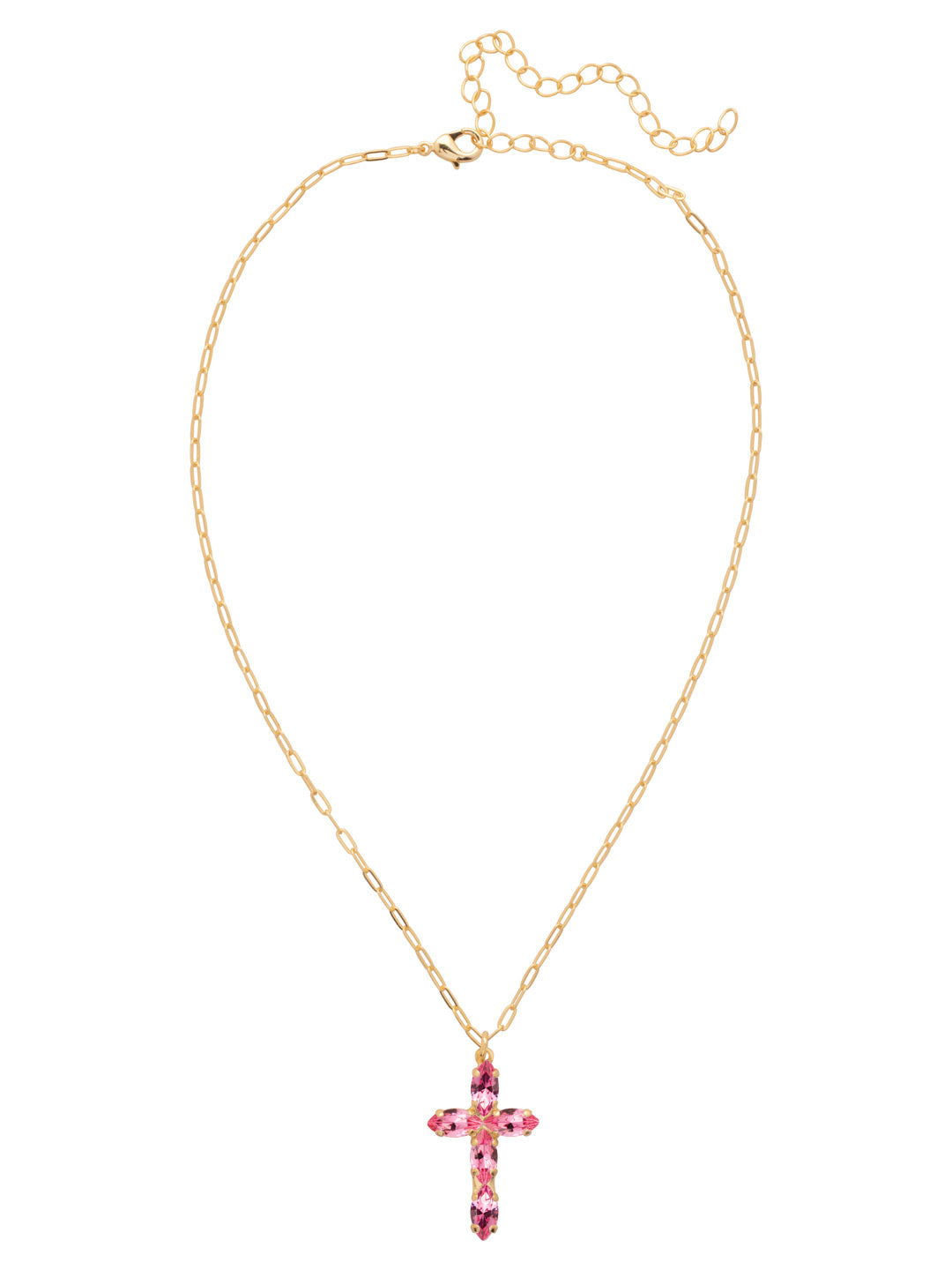 Clarissa Cross Pendant Necklace - NFY9BGRO - <p>The Clarissa Cross Pendant Necklace features a pendant of navette-cut crystals in the shape of a cross, with a 4 inch extension chain and secured with a lobster claw clasp. (16-20 inches) From Sorrelli's Rose collection in our Bright Gold-tone finish.</p>