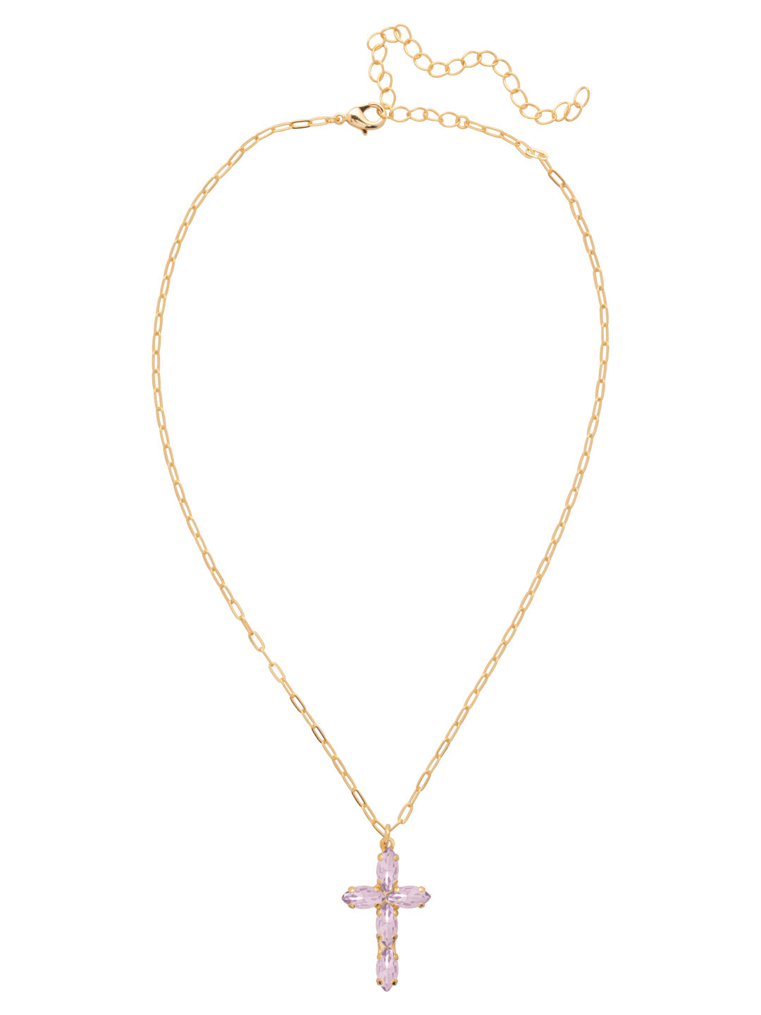 Clarissa Cross Pendant Necklace - NFY9BGVI - <p>The Clarissa Cross Pendant Necklace features a pendant of navette-cut crystals in the shape of a cross, with a 4 inch extension chain and secured with a lobster claw clasp. (16-20 inches) From Sorrelli's Violet collection in our Bright Gold-tone finish.</p>