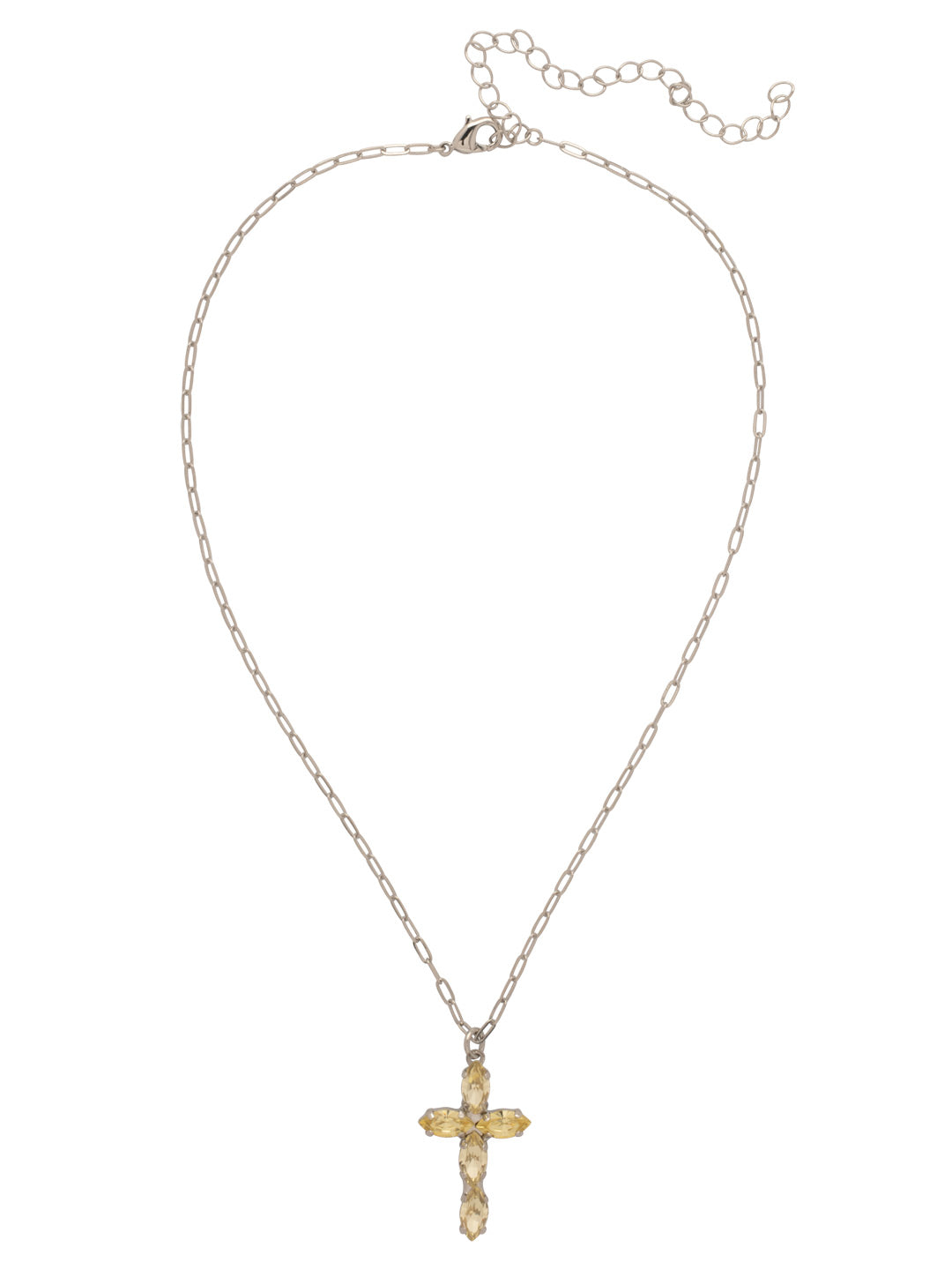Clarissa Cross Pendant Necklace - NFY9PDJON - <p>The Clarissa Cross Pendant Necklace features a pendant of navette-cut crystals in the shape of a cross, with a 4 inch extension chain and secured with a lobster claw clasp. (16-20 inches) From Sorrelli's Jonquil collection in our Palladium finish.</p>