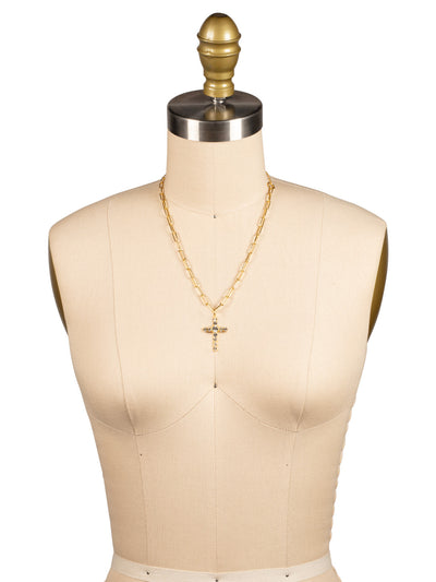 Cross Paperclip Pendant Necklace - NFZ11BGCRY