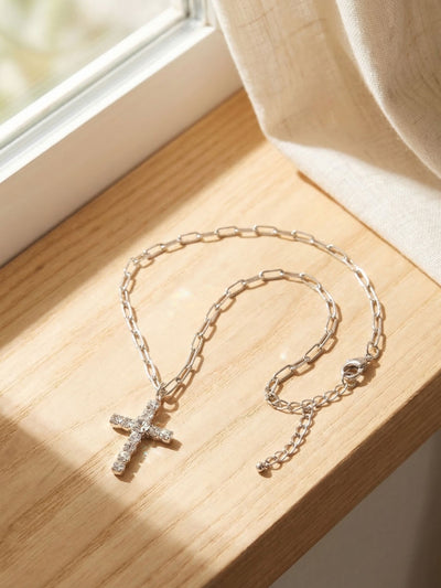 Cross Paperclip Pendant Necklace - NFZ11PDCRY