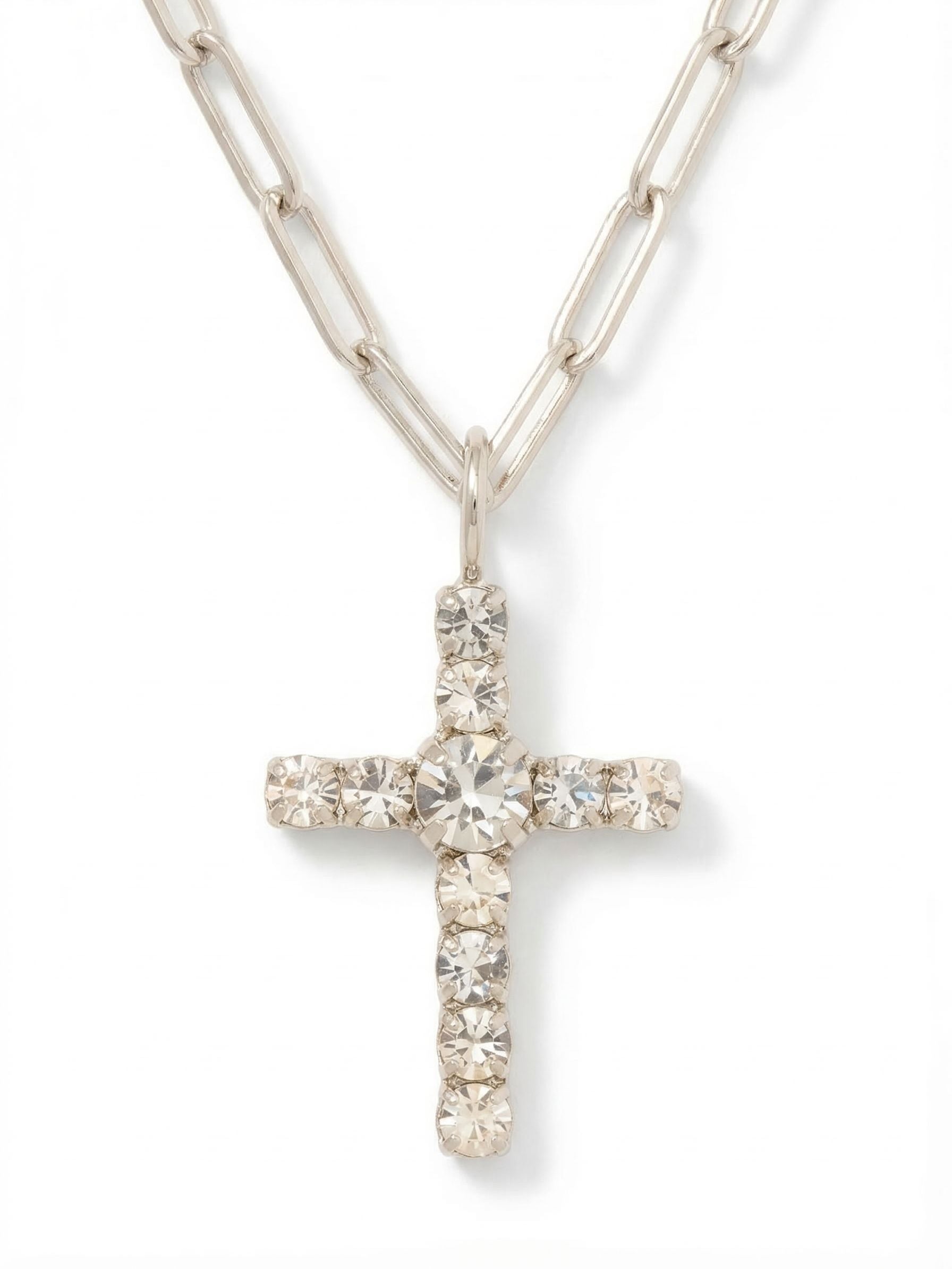 Cross Paperclip Pendant Necklace - NFZ11PDCRY