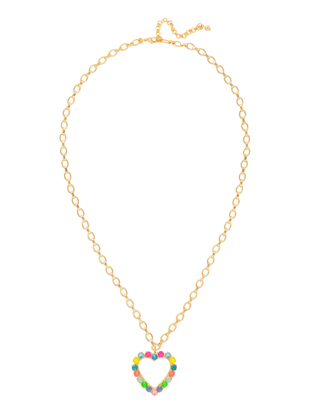 Crystal Heart Long Pendant Necklace - NFZ13BGCCA - <p>The Crystal Heart Long Pendant Necklace features a crystal-embellished open heart pendant on a long adjustable chain, secured with a lobster claw clasp. From Sorrelli's Candy Carnival collection in our Bright Gold-tone finish.</p>