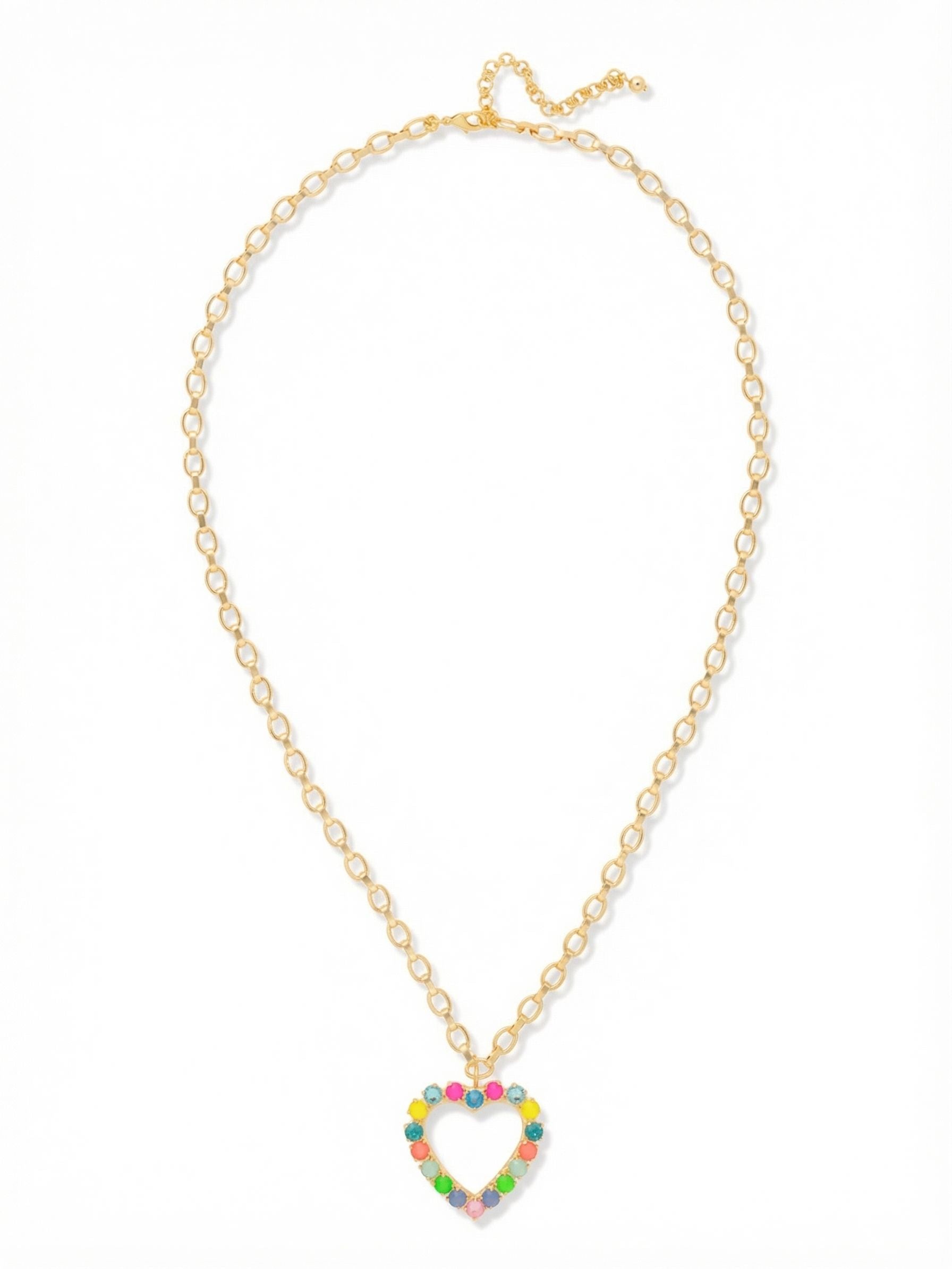 Crystal Heart Long Pendant Necklace - NFZ13BGCCA - <p>The Crystal Heart Long Pendant Necklace features a crystal-embellished open heart pendant on a long adjustable chain, secured with a lobster claw clasp. From Sorrelli's Candy Carnival collection in our Bright Gold-tone finish.</p>