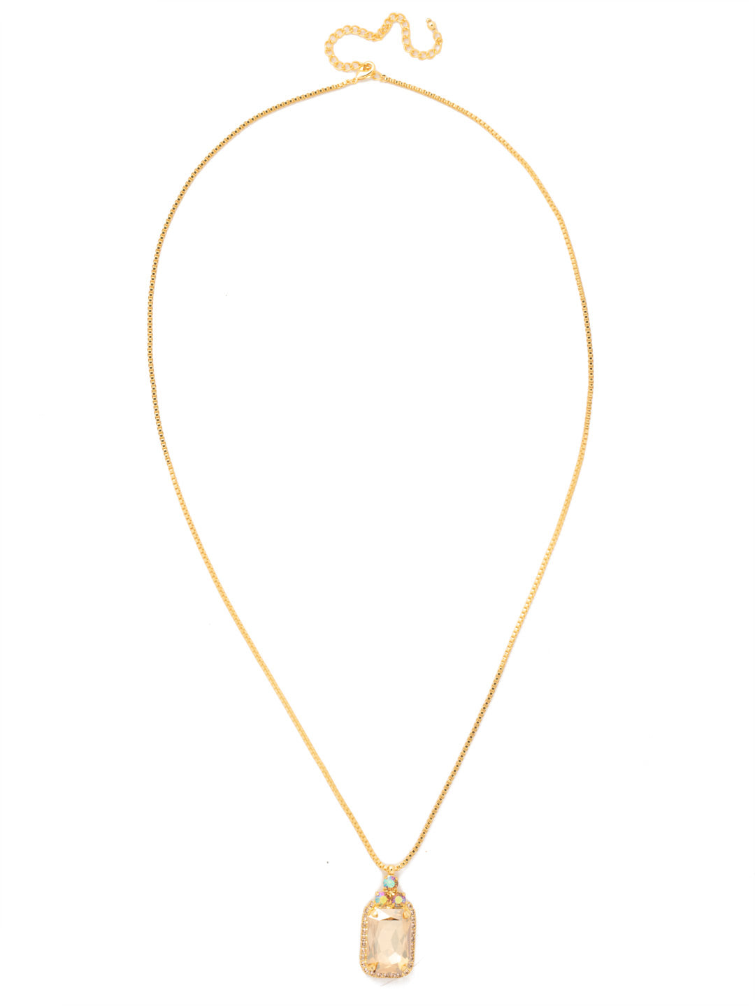 Viretta Embellished Pendant Necklace - NFZ15BGCHA - <p>The Viretta Embellished Pendant Necklace features an embellished emerald-cut crystal pendant on a long, adjustable chain, secured with a lobster claw clasp. (32-36 inches) From Sorrelli's Chai Latte collection in our Bright Gold-tone finish.</p>