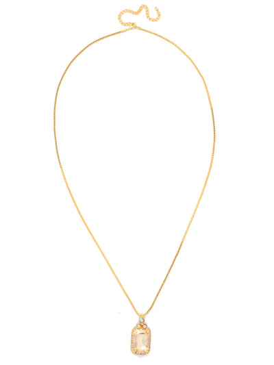 Viretta Embellished Pendant Necklace - NFZ15BGCHA - <p>The Viretta Embellished Pendant Necklace features an embellished emerald-cut crystal pendant on a long, adjustable chain, secured with a lobster claw clasp. (32-36 inches) From Sorrelli's Chai Latte collection in our Bright Gold-tone finish.</p>