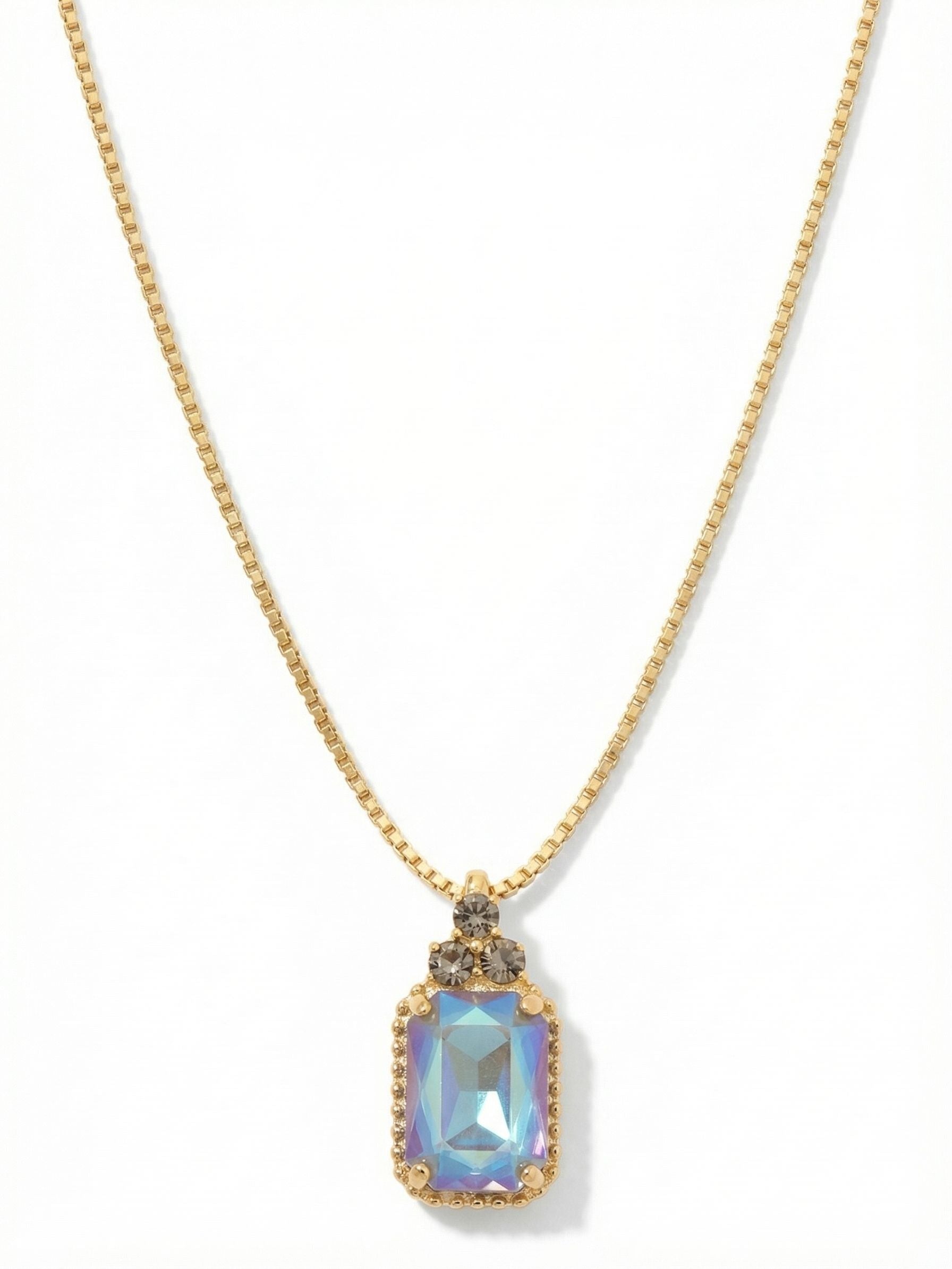 Viretta Embellished Long Necklace - NFZ15BGCSM - <p>The Viretta Embellished Long Necklace features an embellished emerald-cut crystal pendant on a long, adjustable chain, secured with a lobster claw clasp. (32-36 inches) From Sorrelli's Cashmere collection in our Bright Gold-tone finish.</p>