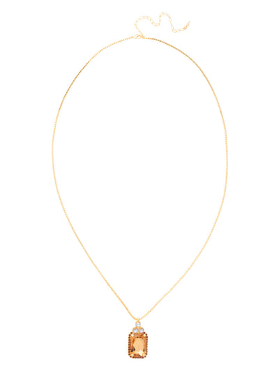 Viretta Embellished Pendant Necklace - NFZ15BGHNB - <p>The Viretta Embellished Pendant Necklace features an embellished emerald-cut crystal pendant on a long, adjustable chain, secured with a lobster claw clasp. (32-36 inches) From Sorrelli's Honey Bourbon collection in our Bright Gold-tone finish.</p>