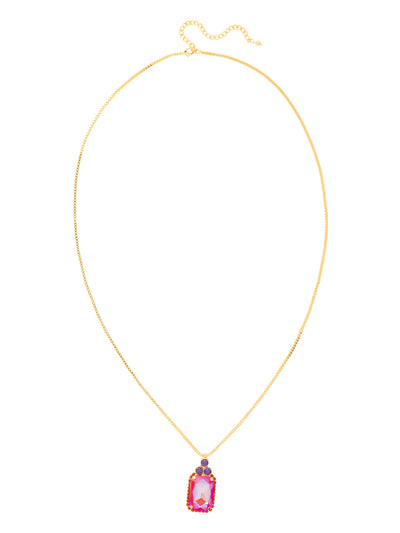 Viretta Embellished Pendant Necklace - NFZ15BGREV - <p>The Viretta Embellished Pendant Necklace features an embellished emerald-cut crystal pendant on a long, adjustable chain, secured with a lobster claw clasp. (32-36 inches) From Sorrelli's Red Velvet collection in our Bright Gold-tone finish.</p>
