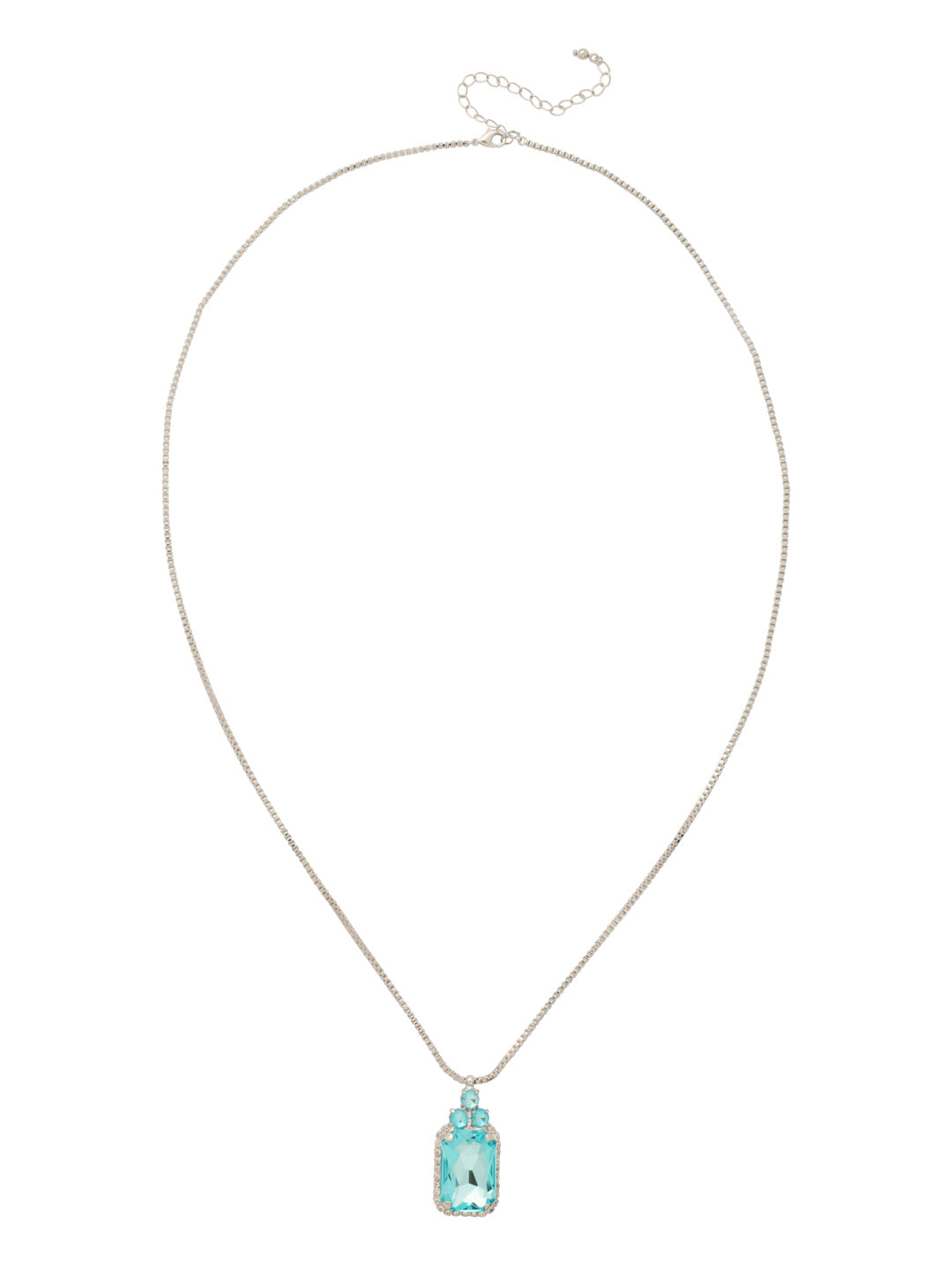 Viretta Embellished Pendant Necklace - NFZ15PDOC - <p>The Viretta Embellished Pendant Necklace features an embellished emerald-cut crystal pendant on a long, adjustable chain, secured with a lobster claw clasp. (32-36 inches) From Sorrelli's Ocean collection in our Palladium finish.</p>