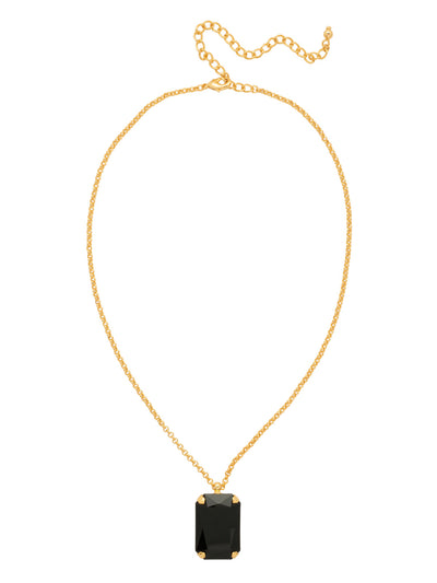 Viretta Pendant Necklace - NFZ16BGJET - <p>The Viretta Pendant Necklace features a chunky emerald-cut crystal pendant dangling from an adjustable chain, secured with a lobster claw clasp. (16-20 inches) From Sorrelli's Jet collection in our Bright Gold-tone finish.</p>