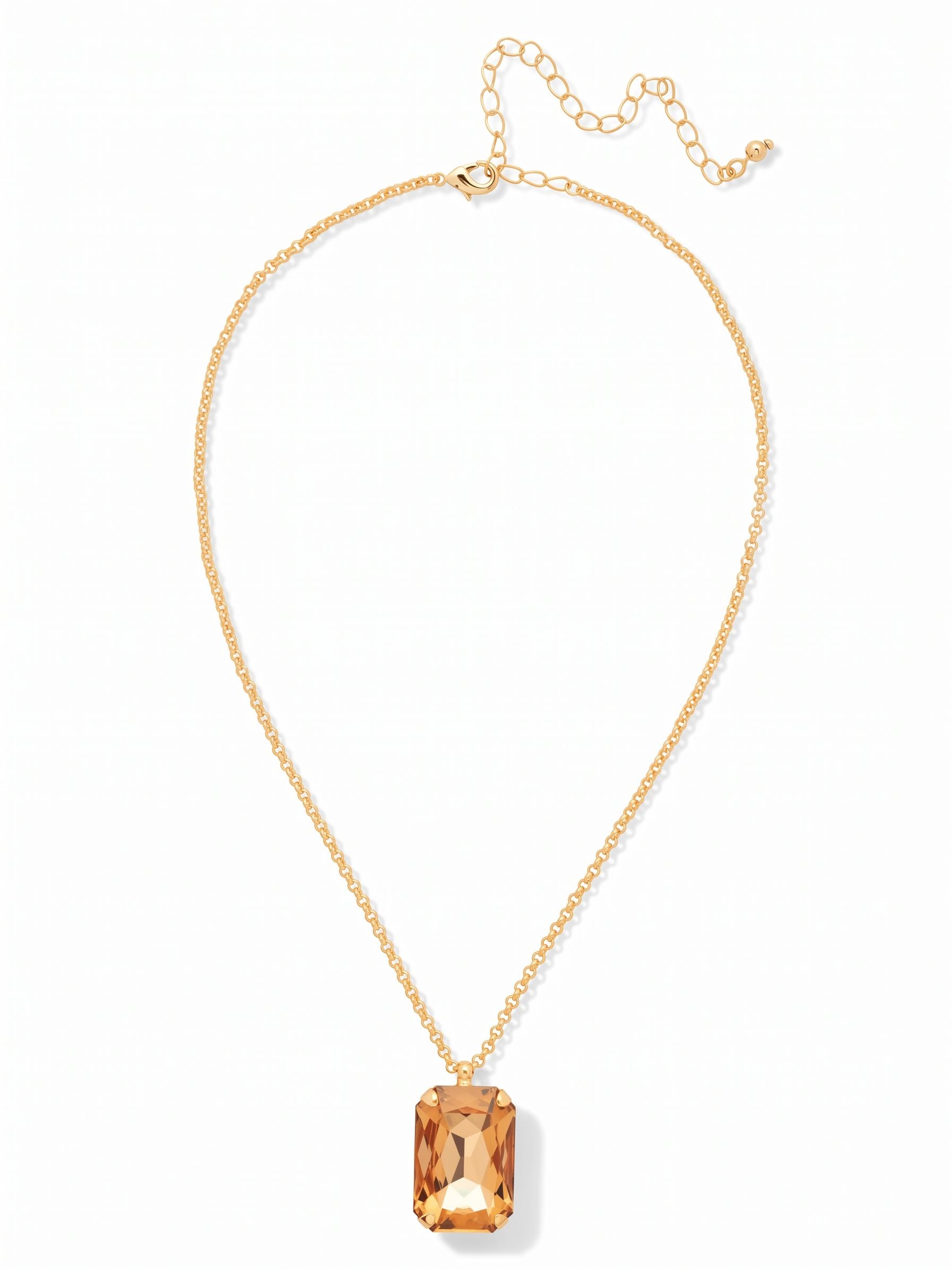 Viretta Pendant Necklace - NFZ16BGLC - <p>The Viretta Pendant Necklace features a chunky emerald-cut crystal pendant dangling from an adjustable chain, secured with a lobster claw clasp. (16-20 inches) From Sorrelli's Light Colorado collection in our Bright Gold-tone finish.</p>