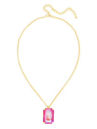 Viretta Pendant Necklace - NFZ16BGRRD - <p>The Viretta Pendant Necklace features a chunky emerald-cut crystal pendant dangling from an adjustable chain, secured with a lobster claw clasp. (16-20 inches) From Sorrelli's Royal Red Delite collection in our Bright Gold-tone finish.</p>