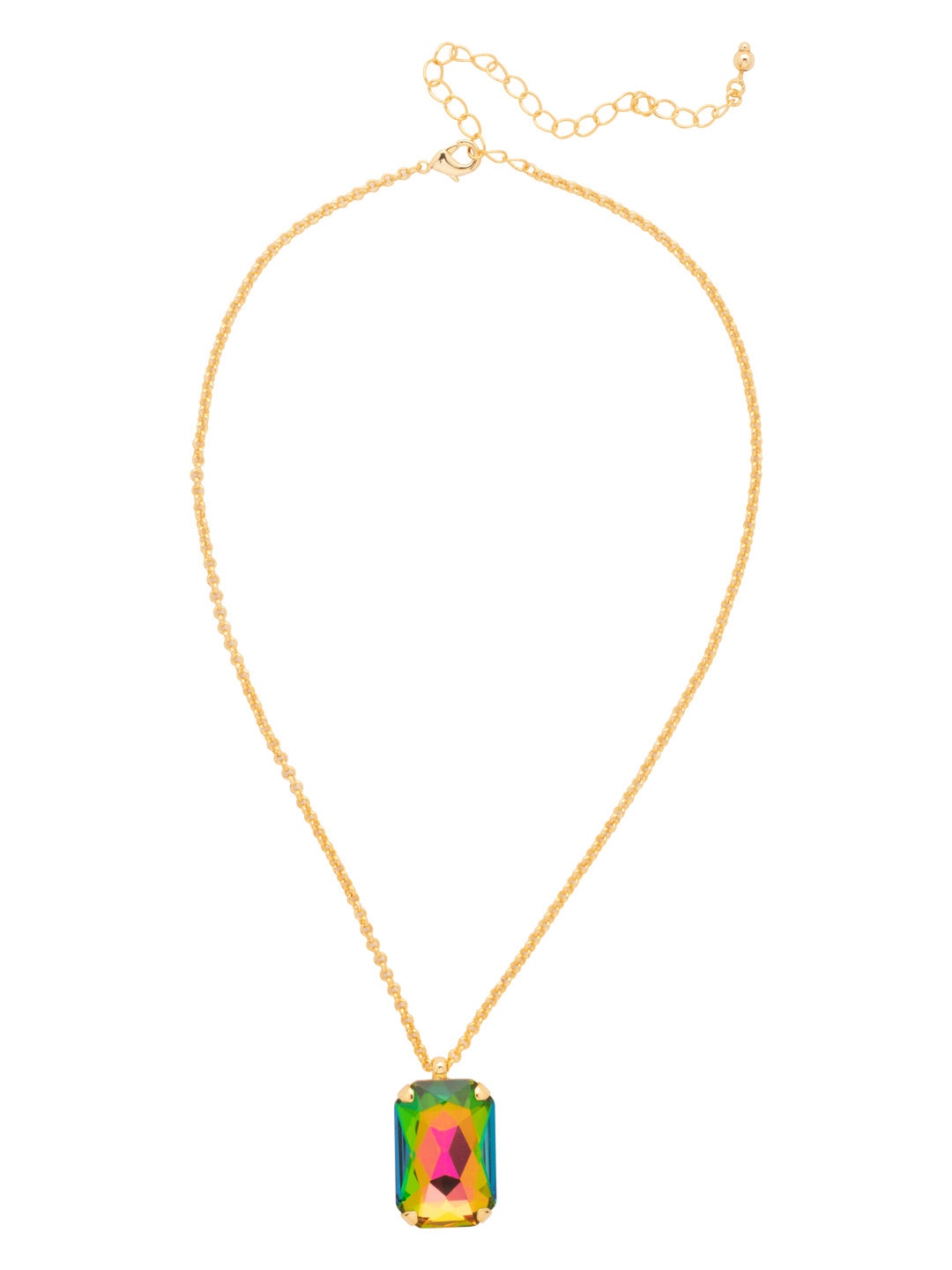 Viretta Pendant Necklace - NFZ16BGVO - <p>The Viretta Pendant Necklace features a chunky emerald-cut crystal pendant dangling from an adjustable chain, secured with a lobster claw clasp. (16-20 inches) From Sorrelli's Volcano collection in our Bright Gold-tone finish.</p>