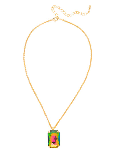 Viretta Pendant Necklace - NFZ16BGVO - <p>The Viretta Pendant Necklace features a chunky emerald-cut crystal pendant dangling from an adjustable chain, secured with a lobster claw clasp. (16-20 inches) From Sorrelli's Volcano collection in our Bright Gold-tone finish.</p>