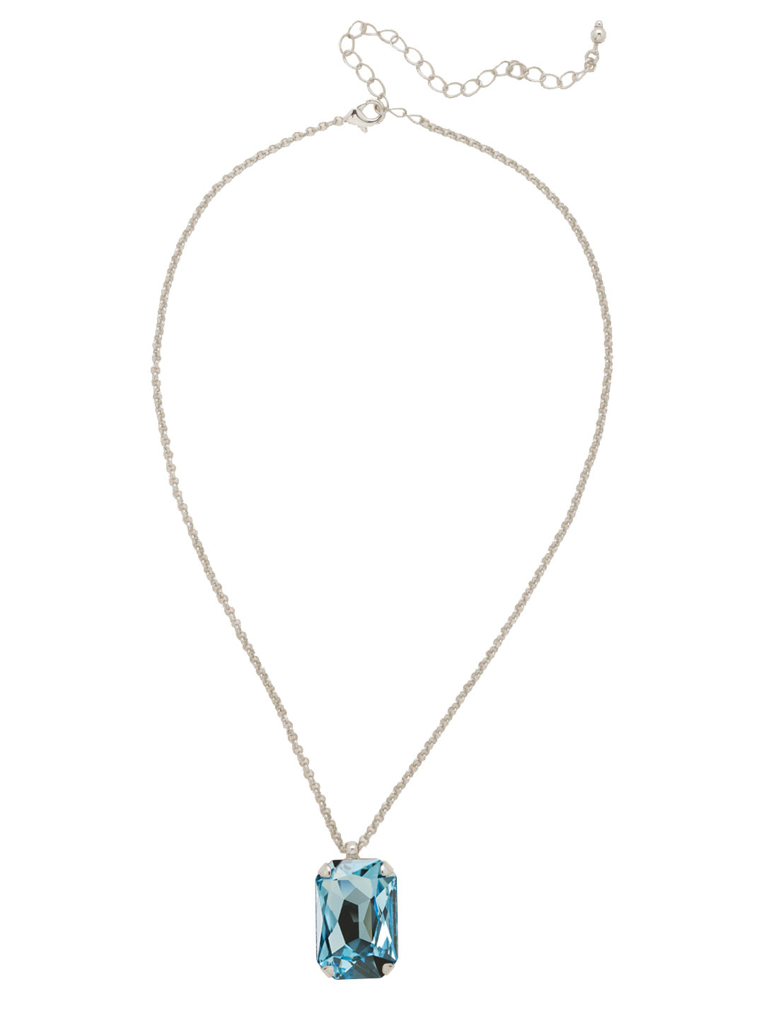 Viretta Pendant Necklace - NFZ16PDAQU - <p>The Viretta Pendant Necklace features a chunky emerald-cut crystal pendant dangling from an adjustable chain, secured with a lobster claw clasp. (16-20 inches) From Sorrelli's Aquamarine collection in our Palladium finish.</p>