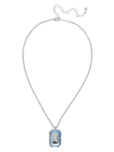 Viretta Pendant Necklace - NFZ16PDLTS - <p>A single, substantial emerald-cut crystal defines this pendant, offering significant presence without feeling overdone. The pale icy blue tone catches the light cleanly, suspended from a textured rolo chain that provides a subtle contrast to the sharp geometric facets of the stone. Designed to rest comfortably at the collarbone or dip lower depending on your neckline, the adjustable length makes it an easy daily piece that brings a grounded elegance to an open blazer or a simple sweater.</p><ul>
<li>Oversized emerald-cut crystal provides a clean architectural focal point</li>
<li>Textured rolo chain creates a subtle visual contrast against the faceted stone</li>
<li>Lobster claw clasp</li>
<li>4-inch adjustable extension chain</li>
<li>Protective e-coat finish for lasting wear</li>
<li>Includes signature organza pouch for gifting and travel</li>
</ul>