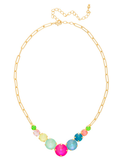 Calista Tennis Necklace - NFZ1BGCCA - <p>Fun and Flirty, the Calista Tennis Necklace features an assortment of round-cut crystals on an adjustable chain, secured with a lobster claw clasp. (16-20 inches) From Sorrelli's Candy Carnival collection in our Bright Gold-tone finish.</p>