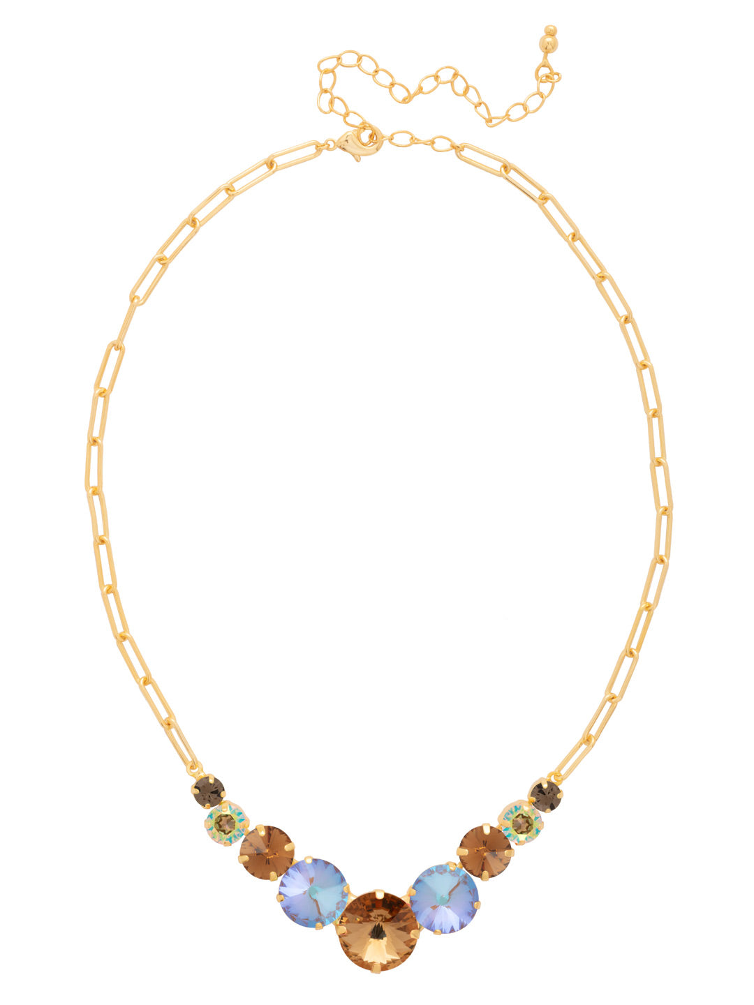 Calista Tennis Necklace - NFZ1BGHNB - <p>Fun and Flirty, the Calista Tennis Necklace features an assortment of round-cut crystals on an adjustable chain, secured with a lobster claw clasp. (16-20 inches) From Sorrelli's Honey Bourbon collection in our Bright Gold-tone finish.</p>