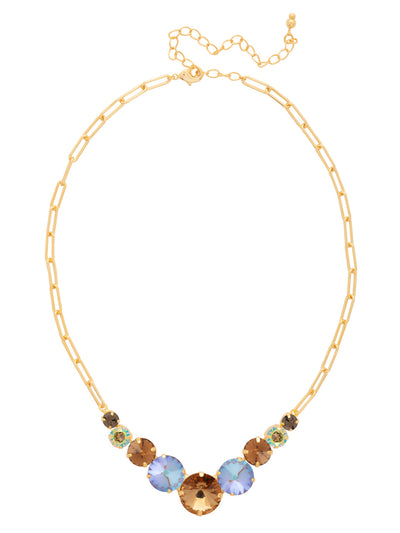 Calista Tennis Necklace - NFZ1BGHNB - <p>Fun and Flirty, the Calista Tennis Necklace features an assortment of round-cut crystals on an adjustable chain, secured with a lobster claw clasp. (16-20 inches) From Sorrelli's Honey Bourbon collection in our Bright Gold-tone finish.</p>