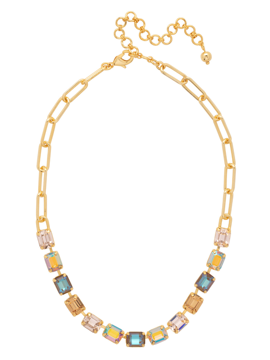 Octavia Paperclip Tennis Necklace - NFZ3BGCHA - <p>The Octavia Paperclip Tennis Necklace features a line of emerald-cut crystals on an adjustable chunky paperclip chain, secured with a lobster claw clasp. (16-20 inches) From Sorrelli's Chai Latte collection in our Bright Gold-tone finish.</p>