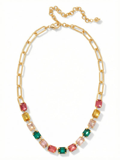 Octavia Paperclip Tennis Necklace - NFZ3BGCPO - <p>The Octavia Paperclip Tennis Necklace features a line of emerald-cut crystals on an adjustable chunky paperclip chain, secured with a lobster claw clasp. (16-20 inches) From Sorrelli's Candy Pop collection in our Bright Gold-tone finish.</p>