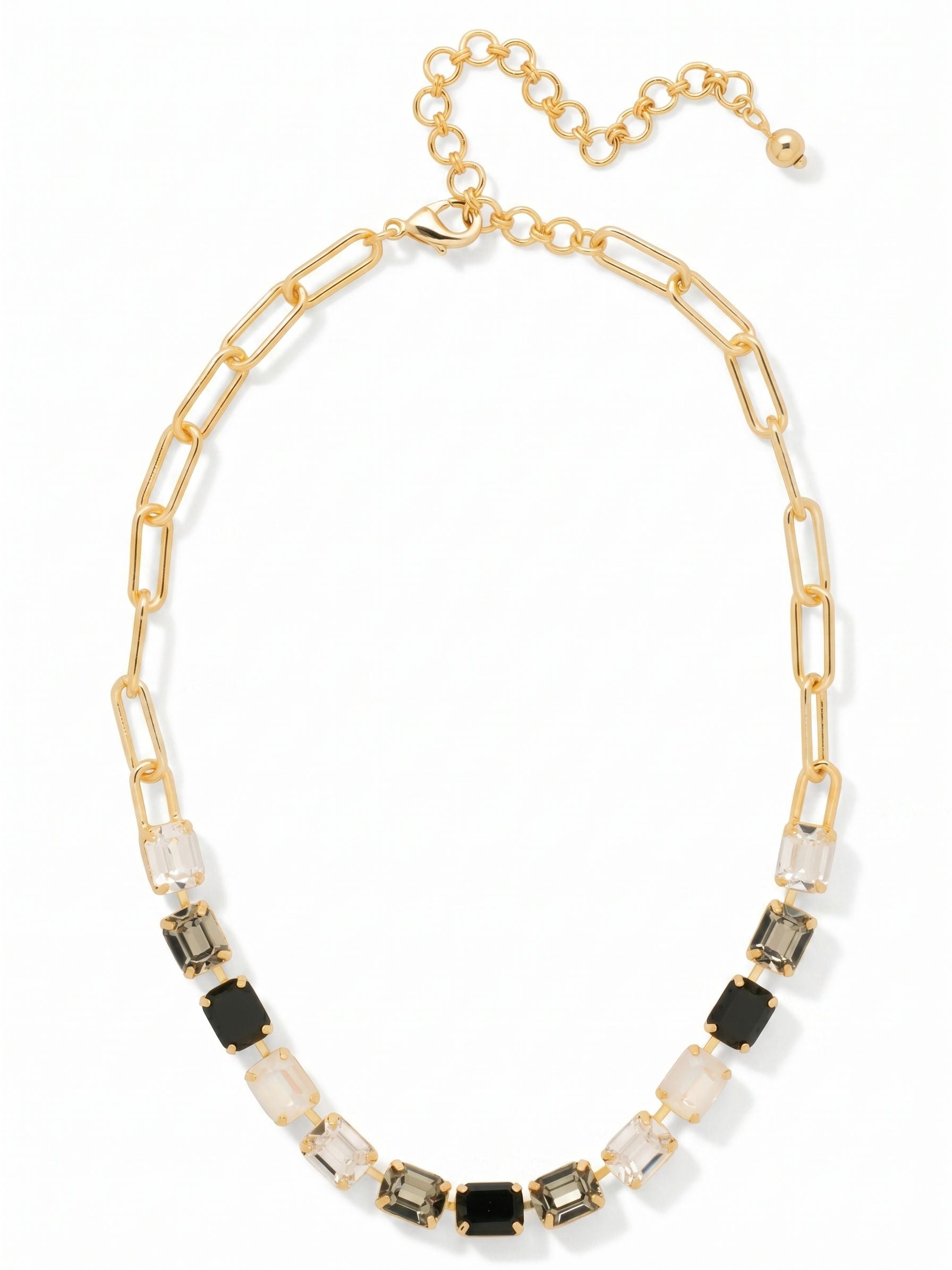 Octavia Paperclip Tennis Necklace - NFZ3BGSNI - <p>The Octavia Paperclip Tennis Necklace features a line of emerald-cut crystals on an adjustable chunky paperclip chain, secured with a lobster claw clasp. (16-20 inches) From Sorrelli's Starry Night collection in our Bright Gold-tone finish.</p>