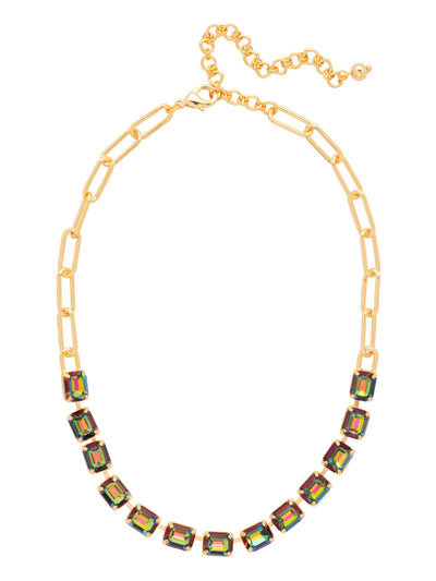 Octavia Paperclip Tennis Necklace - NFZ3BGVO - <p>The Octavia Paperclip Tennis Necklace features a line of emerald-cut crystals on an adjustable chunky paperclip chain, secured with a lobster claw clasp. (16-20 inches) From Sorrelli's Volcano collection in our Bright Gold-tone finish.</p>