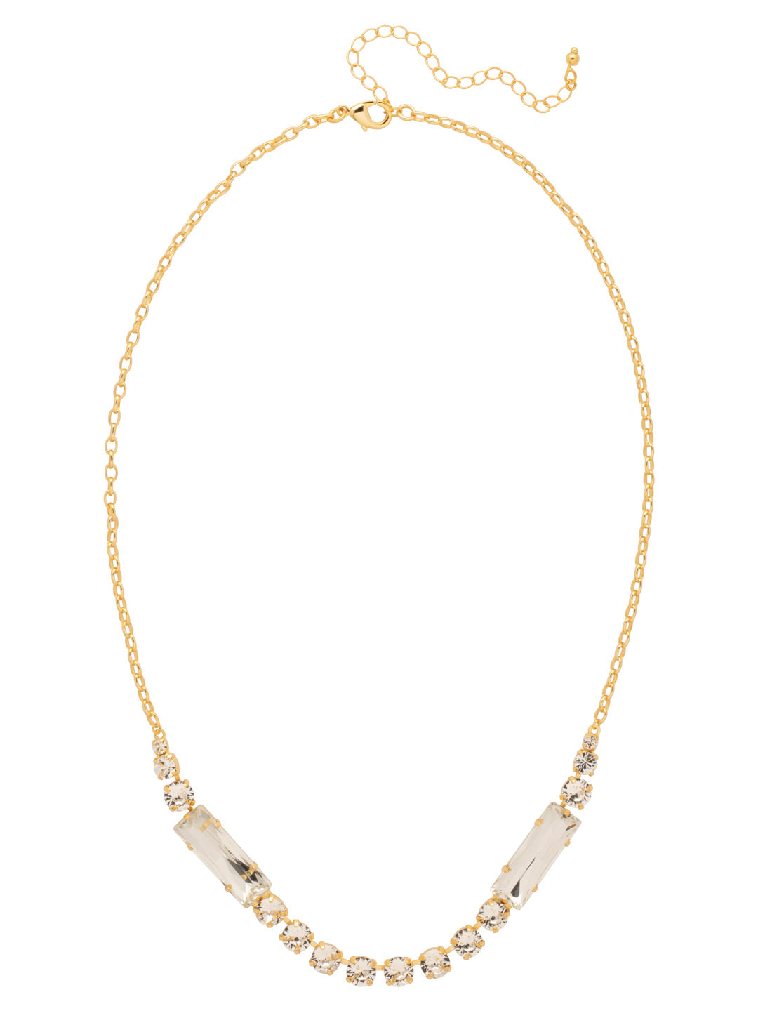 Effie Tennis Necklace - NFZ5BGCRY - <p>The Effie Tennis Necklace features bold baguette crystals framed by round cut crystals along a classic chain, finished with an adjustable clasp for a look that’s sleek, radiant, and effortlessly statement-making. (23 3/4 inches - 27 3/4 inches) From Sorrelli's Crystal collection in our Bright Gold-tone finish.</p>