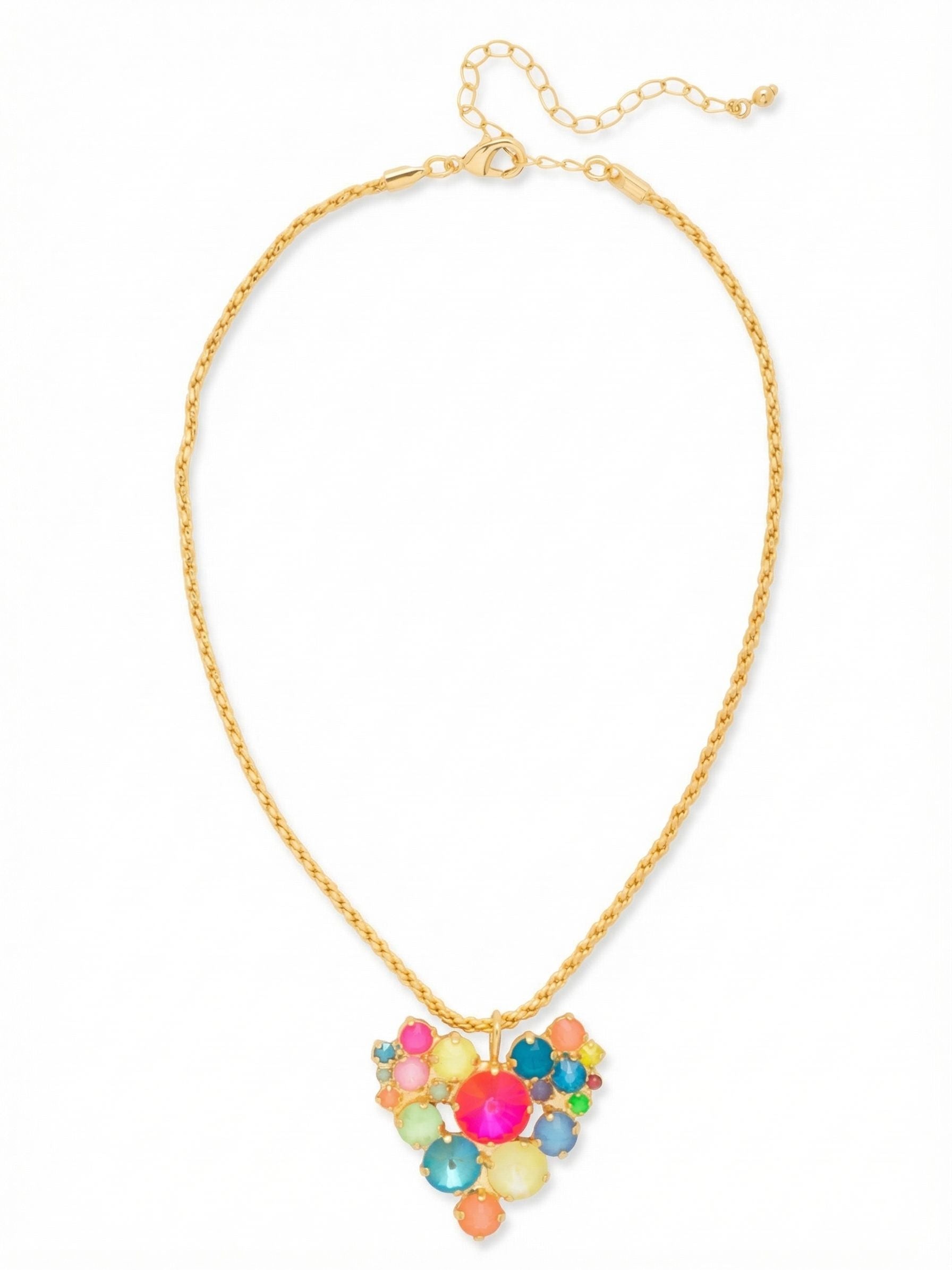 Jolie Pendant Necklace - NFZ7BGCCA - <p>The Jolie Pendant Necklace features an assorted-cut crystal cluster heart pendant on an adjustable, rounded snake chain, secured with a lobster claw clasp. (16-20 inches) From Sorrelli's Candy Carnival collection in our Bright Gold-tone finish.</p>