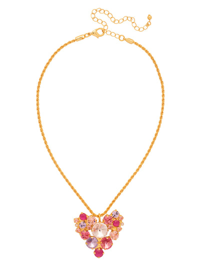 Jolie Pendant Necklace - NFZ7BGPRO - <p>The Jolie Pendant Necklace features an assorted-cut crystal cluster heart pendant on an adjustable, rounded snake chain, secured with a lobster claw clasp. (16-20 inches) From Sorrelli's Panama Rose collection in our Bright Gold-tone finish.</p>
