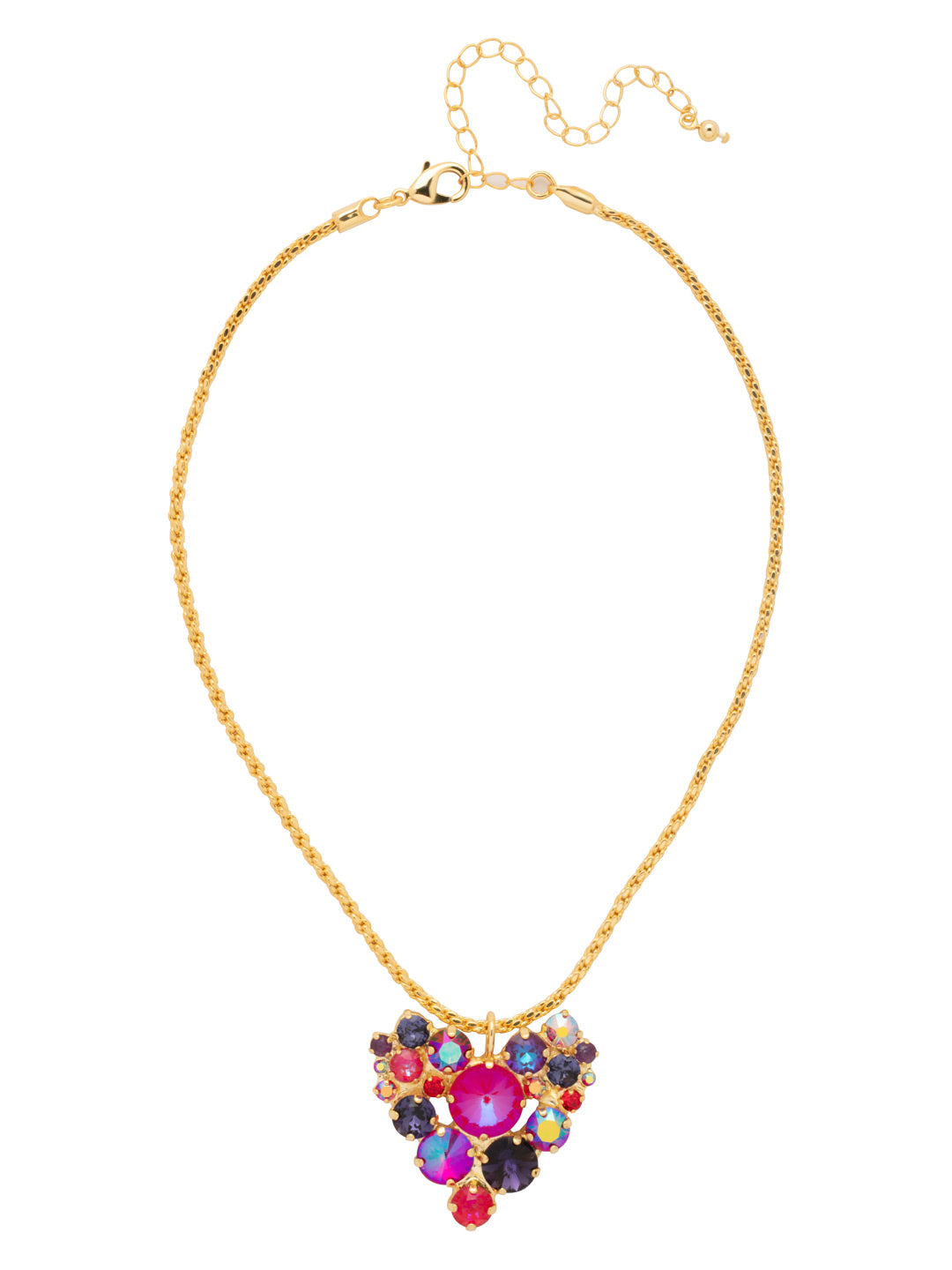 Jolie Pendant Necklace - NFZ7BGREV - <p>The Jolie Pendant Necklace features an assorted-cut crystal cluster heart pendant on an adjustable, rounded snake chain, secured with a lobster claw clasp. (16-20 inches) From Sorrelli's Red Velvet collection in our Bright Gold-tone finish.</p>