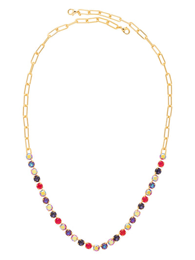 Talya Long Necklace - NFZ8BGREV - <p>The Talya Long Necklace features a line of round-cut crystals on a long, chunky paperclip chain, secured with double lobster claw clasps. The unique double lobster claw clasp design allows for a truly customizable necklace length. From Sorrelli's Red Velvet collection in our Bright Gold-tone finish.</p>