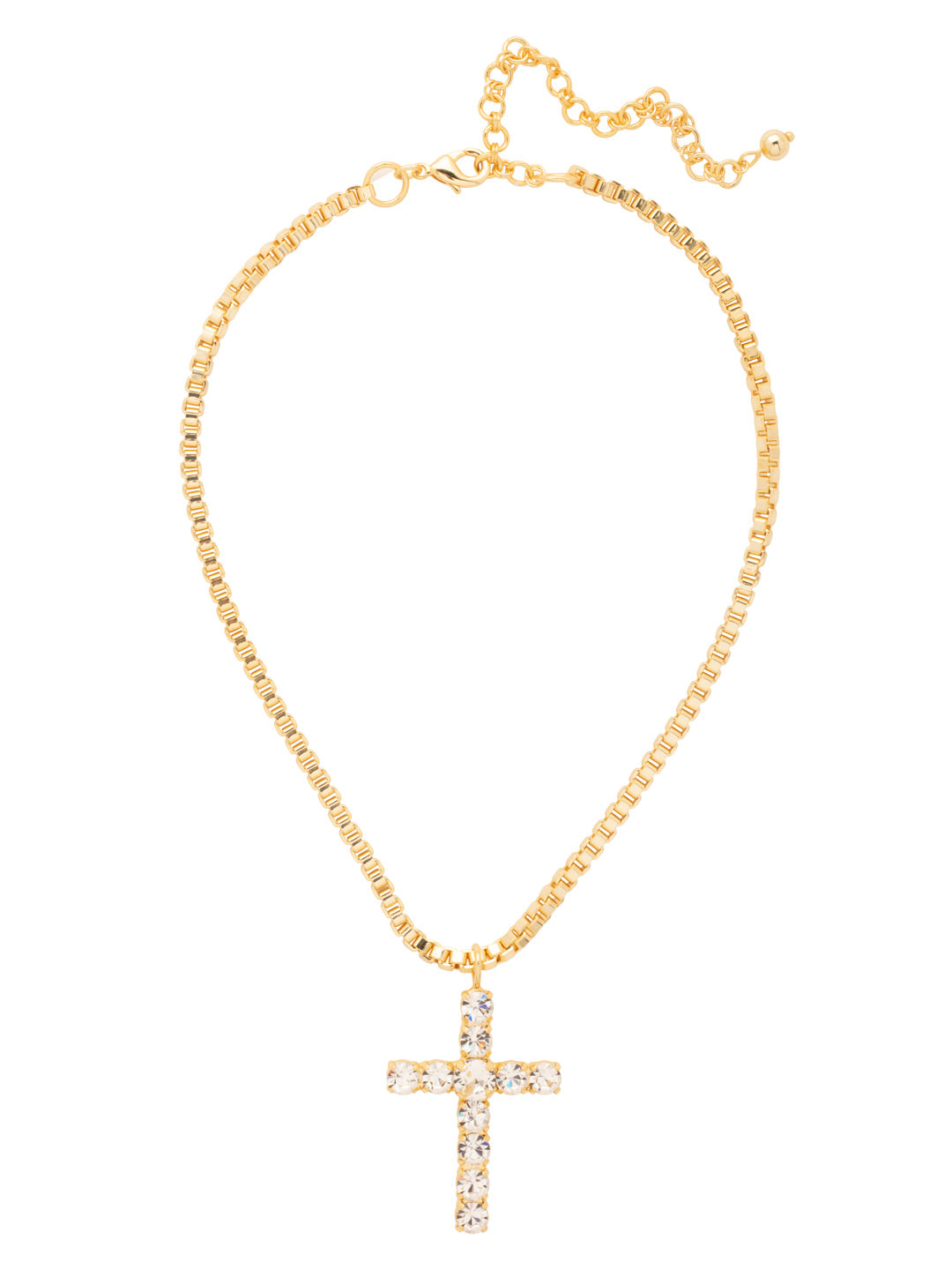 Christina Cross Pendant Necklace - NFZ9BGCRY - <p>The Christina Cross Pendant Necklace features a chunky crystal embellished cross pendant on an adjustable box chain, secured with a lobster claw clasp. (16-20 inches) From Sorrelli's Crystal collection in our Bright Gold-tone finish.</p>