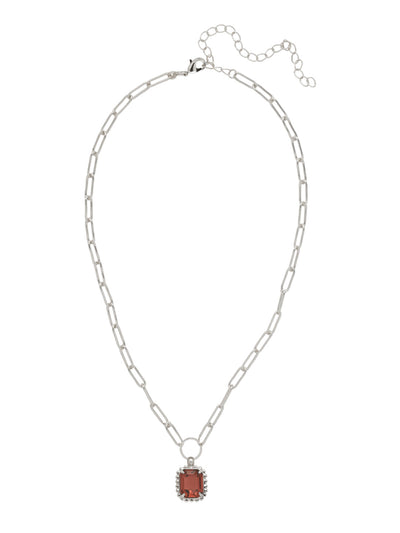 Octavia Scalloped Pendant Necklace - NGA1PDBUR - <p>The Octavia Scalloped Pendant Necklace features a single emerald-cut crystal with a ball chain halo dangling from an adjustable chunky paperclip chain, secured with a lobster claw clasp. (16-20in) From Sorrelli's Burgundy collection in our Palladium finish.</p>