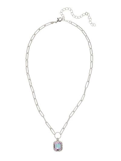 Octavia Scalloped Pendant Necklace - NGA1PDVL - <p>The Octavia Scalloped Pendant Necklace features a single emerald-cut crystal with a ball chain halo dangling from an adjustable chunky paperclip chain, secured with a lobster claw clasp. (16-20in) From Sorrelli's Vitrail Light collection in our Palladium finish.</p>