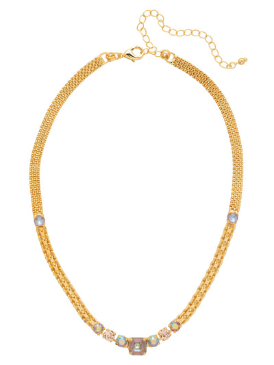 Kimber Tennis Necklace - NGB2BGCHA - <p>The Kimber Tennis Necklace pairs round cut crystals with an imperial fancy square crystal at the center, anchored by mixed chain detailing and an adjustable clasp for a look that’s striking, distinctive, and effortlessly refined. From Sorrelli's Chai Latte collection in our Bright Gold-tone finish.</p>