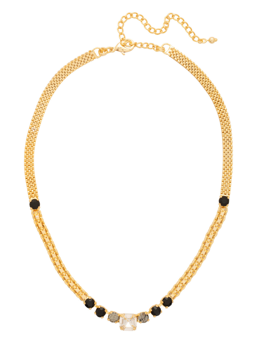 Kimber Tennis Necklace - NGB2BGSNI - <p>The Kimber Tennis Necklace pairs round cut crystals with an imperial fancy square crystal at the center, anchored by mixed chain detailing and an adjustable clasp for a look that’s striking, distinctive, and effortlessly refined. From Sorrelli's Starry Night collection in our Bright Gold-tone finish.</p>