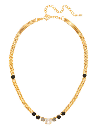 Kimber Tennis Necklace - NGB2BGSNI - <p>The Kimber Tennis Necklace pairs round cut crystals with an imperial fancy square crystal at the center, anchored by mixed chain detailing and an adjustable clasp for a look that’s striking, distinctive, and effortlessly refined. From Sorrelli's Starry Night collection in our Bright Gold-tone finish.</p>