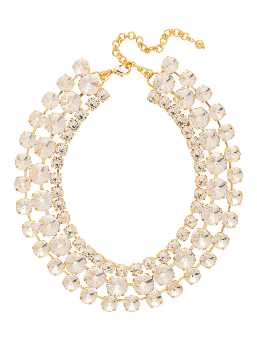 Penelope Layered Statement Necklace - NGB4BGCRY - <p>The Penelope Layered Statement Necklace drapes rows of round-cut crystals in a tiered silhouette, creating a high-glam statement that’s bold, radiant, and impossible to ignore. (13.5 inches - 17.5 inches) From Sorrelli's Crystal collection in our Bright Gold-tone finish.</p>